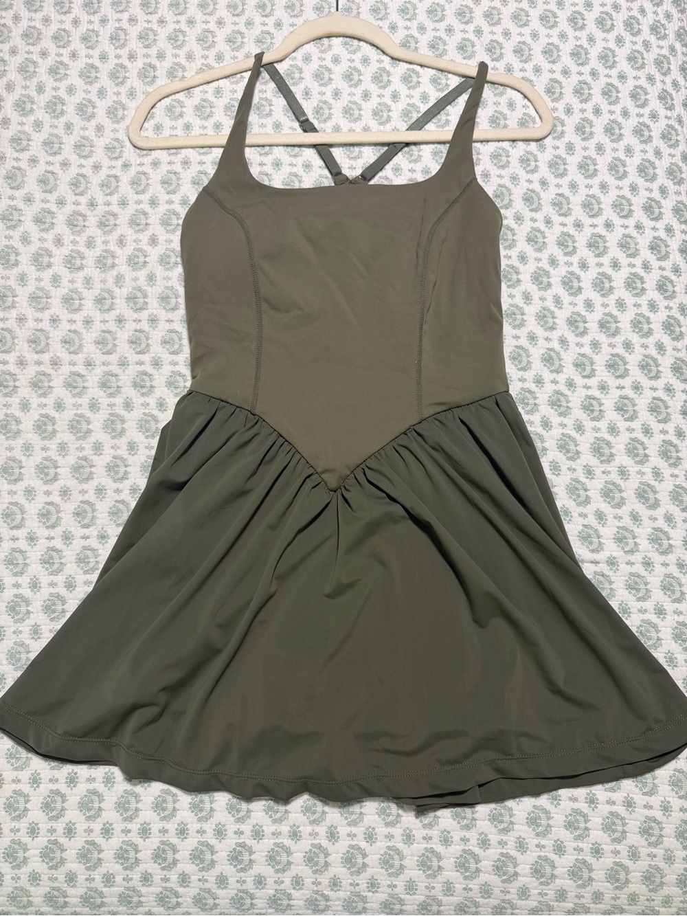 Gold Hinge Olive Cross Back Corset Dress Size Medium
